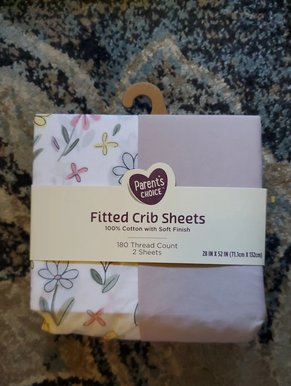 Parent's Choice Plum & Floral Fitted Crib Sheets - 2-Pack